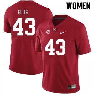 NCAA Women's Alabama Crimson Tide #43 Robert Ellis Stitched College 2021 Nike Authentic Crimson Football Jersey SG17M23DL